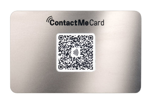 Edelstahl-Optik: Abbildung einer digitalen Visitenkarte von ContactMeCard.